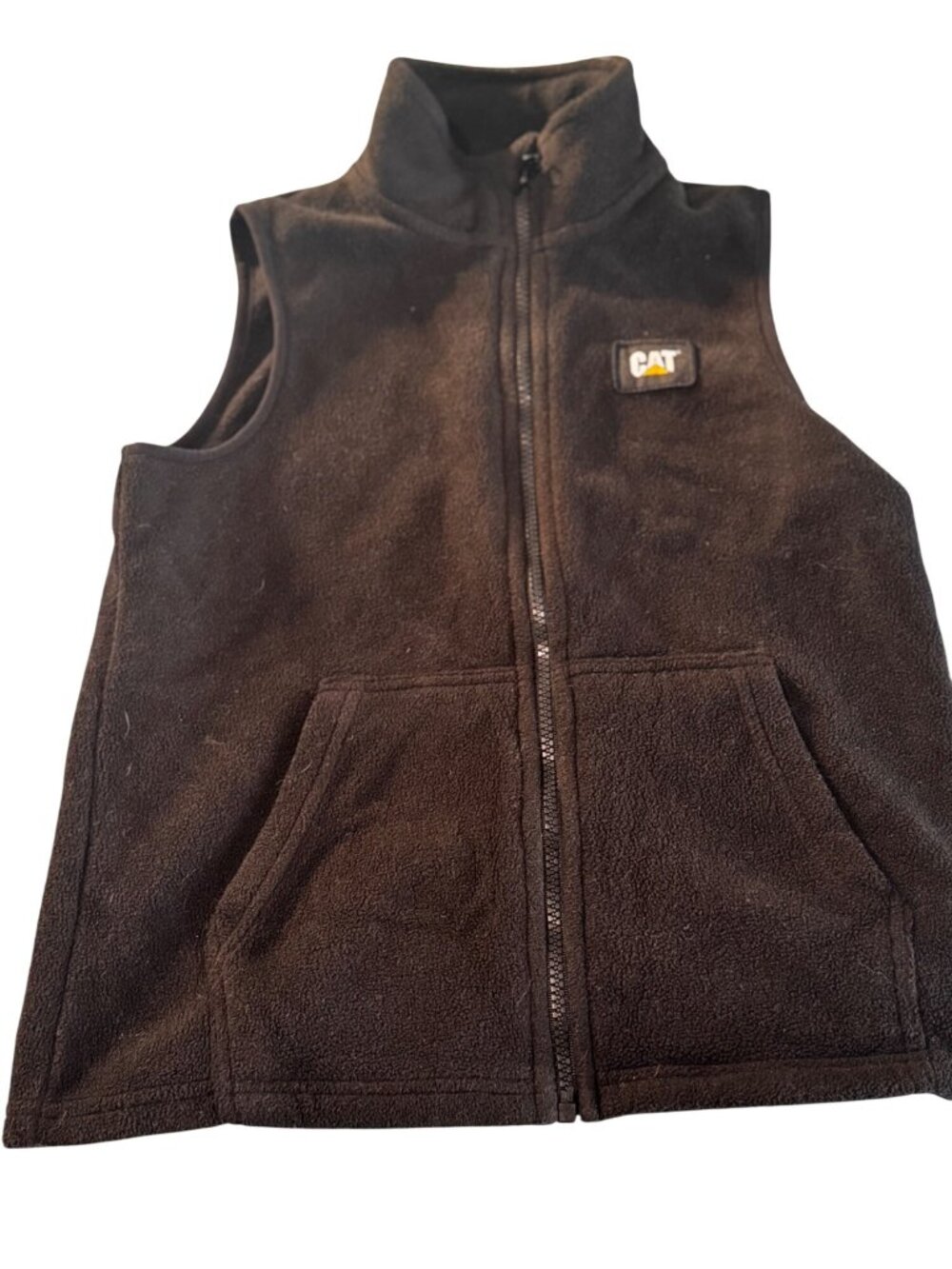 CAT boys Black Fleece Vest With Zipper Closure & Pockets S 7/8